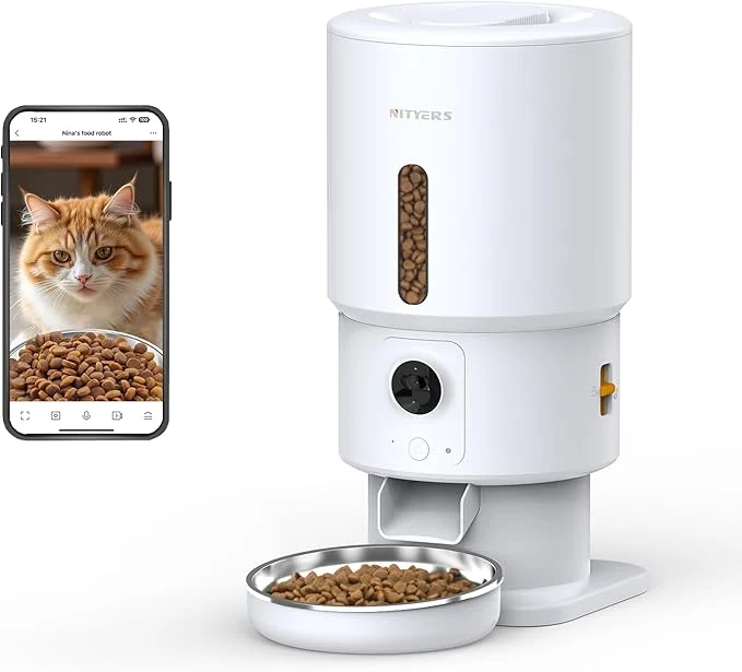 Reusable Automatic Cat Feeder with Camera – 5G WiFi Timed Cat Food Dispenser 1080P HD Video with Night Vision 1-15 Meals 1-99 Portions 2-Way Audio Keeps Dry Food Fresh 5L Auto Pet Feeder Also for DogsAbout ThisOverview Recyclable