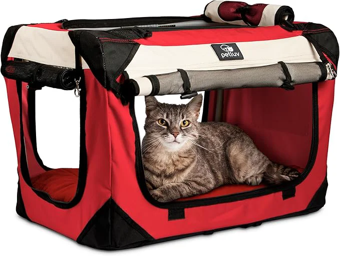 Professional Cat Dog Pet Carrier Soft-Sided Large 24 x16 x16 Fits Large Cat 2 Cats or Medium Dog Comfortably Great for Travel Vet Visits Privacy Windows Removable Bed Locking Zippers FoldableAbout ThisOverview Clean