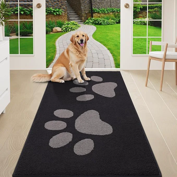 Smooth Buganda Dog Door Mat for Muddy Paws Absorbent Dirt Trapper Washable Indoor Refined