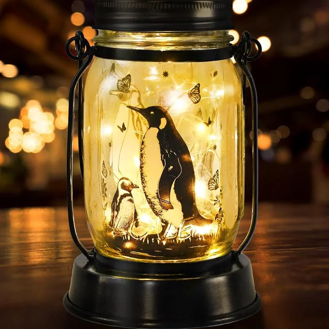 Secure Penguin Gifts for Women Men Penguin Solar Lanterns Mom Birthday Animal Lovers Easy-to-Use