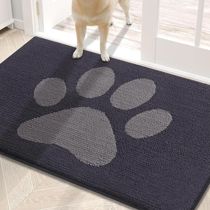Sophisticated Buganda Dog Door Mat for Muddy Paws Absorbent Dirt Trapper Washable Indoor Detailed