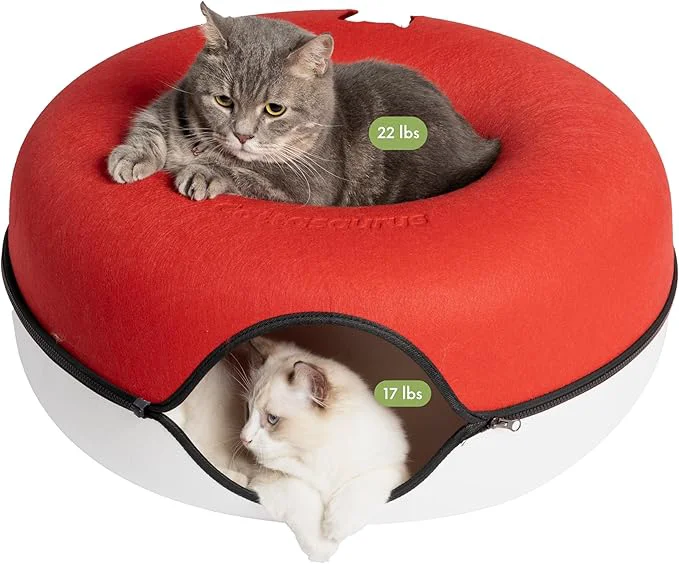Outstanding Cattasaurus Peekaboo Cat Cave Donut for Multiple Large Cats up to 30-45 lbs 3-in-1 Self Warming Cat Bed Tunnel Scratcher for Indoor Cats Washable Detachable Dog Bed Ruby Snowball Large About ThisOverview Specialty