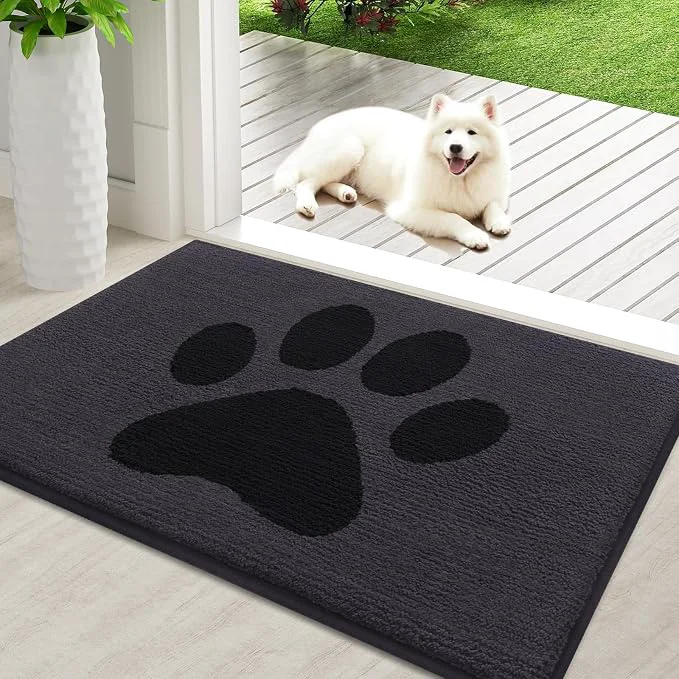 Secure Buganda Dog Door Mat for Muddy Paws Absorbent Dirt Trapper Non Slip Indoor Sophisticated