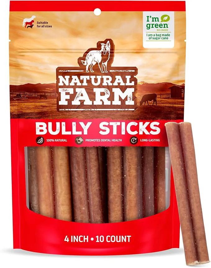 Advanced Natural Farm Odor Bully Sticks 4 Inch 10 Pack for Small Medi Artisan