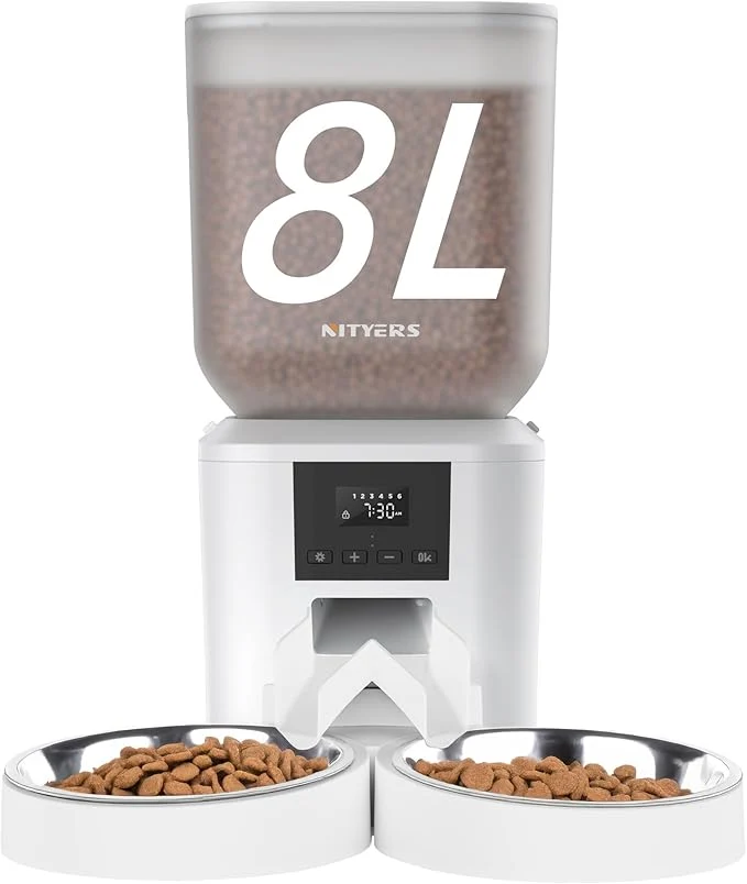 Next-Generation Automatic Cat Feeder for 2 Cats – 8L 34 Cups Large Capacity Auto Food Dispenser with LCD Screen 2 Food Trays Timed Cat Feeder Up to 50 Portions 6 Meals Per Day Keep FreshAbout ThisOverview Comfortable