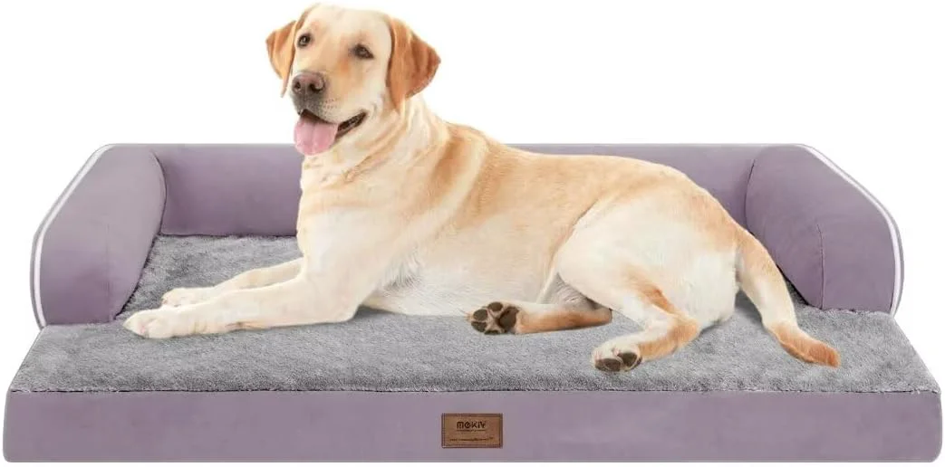 Recyclable Large Dog Bed Orthopedic Washable Orthopedic Dog Beds with Egg Foam Support Removable Machine Washable Plush Cover and Non-Slip Bottom for XXLarge Extra Large Dogs – Purple Dogs Bed Fine