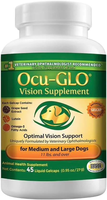 First-Class Ocu-GLO Vision Supplement for Medium to Large Dogs 45ct About This Green