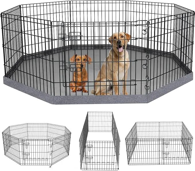 User-Friendly PETIME Foldable Metal Dog Exercise Pen Pet Puppy Playpen Kennels Yard Fence Verified
