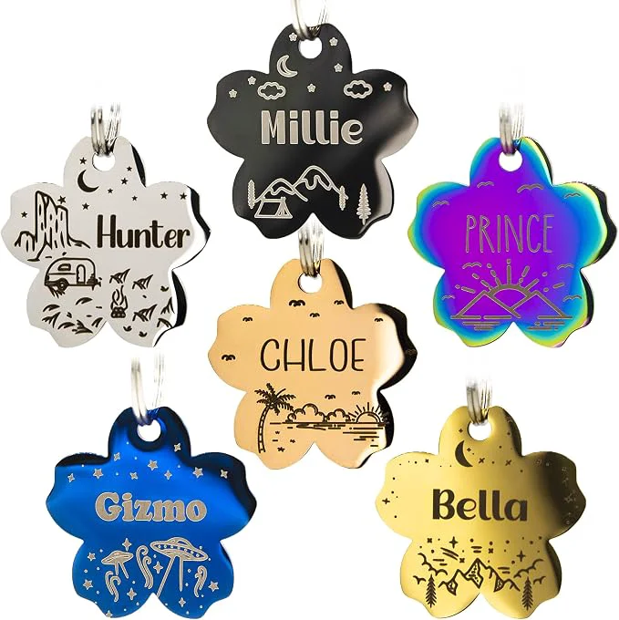 Convenient Personalized Dog Tag with 5 Lines of Custom Deep Engraved Durable Stainless Reusable