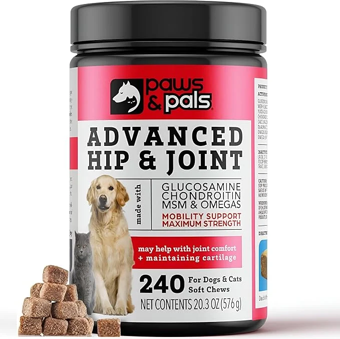 Crafted Paws Pals Glucosamine Chondroitin MSM for dogs 240 Count Hip and Joint Mobility Soft Chews Supplement Pain Inflammation Relief for all breeds – Maximum Strength Treats Hip Dysplasia ArthritisAbout ThisOverview Responsible