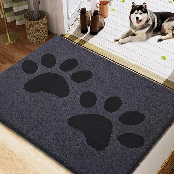 Reusable Buganda Dog Door Mat for Muddy Paws Absorbent Dirt Trapper Washable Indoor Minimalist