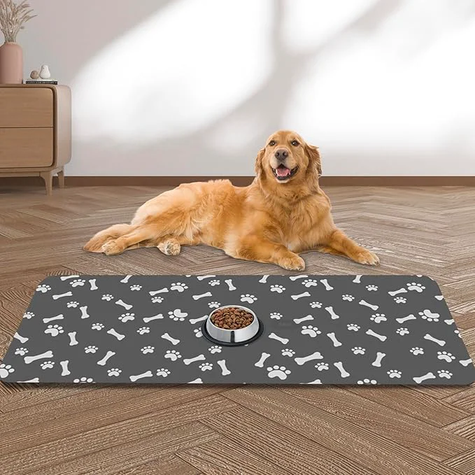 Classic Dog Food Mat Extra Large Absorbent Dog Mat for Food and Water Non Skid Cat Bowl Mat No Stains Quick Dry for Pet Water Dispenser Pet Supplies for Messy DrinkersAbout ThisOverview Flexible