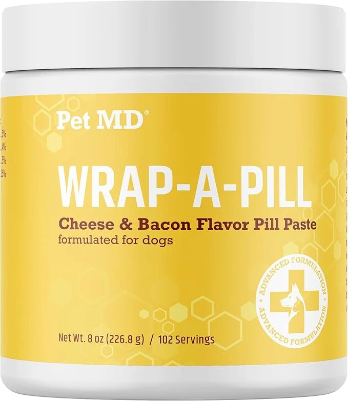 Genuine Pet MD Wrap A Pill Cheese Bacon Flavor Pill Paste for Dogs – Make a Pocket or Pouch to Hide Pills Medication – 8 ozAbout This Expertly Made