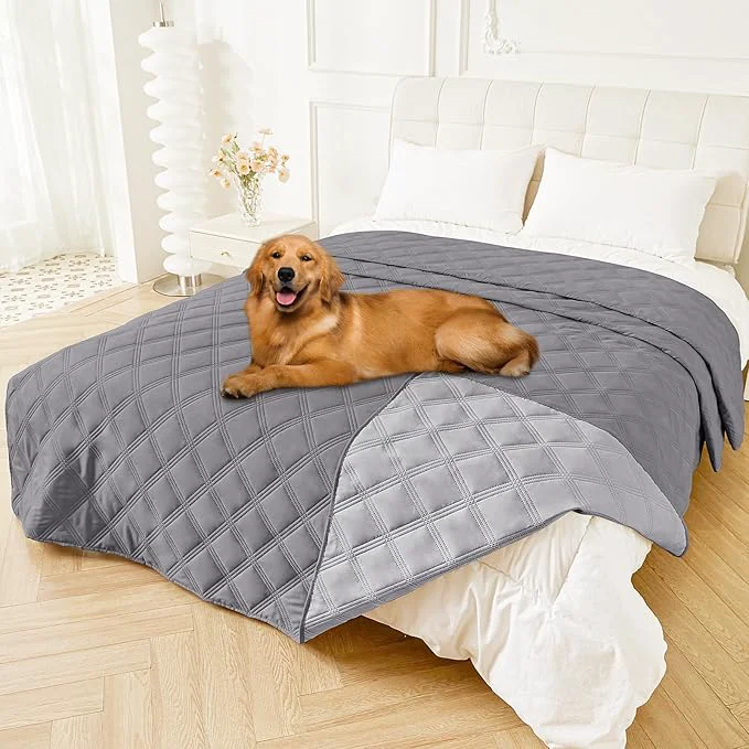 Smooth Smiry Waterproof Dog Bed Cover Blanket 82×120 Soft Reversible Pet Blanket Washable Leakproof Cats Dogs Couch Cover for Sofa Couch Furniture Lattice Grey Light GreyAbout ThisOverview Refined