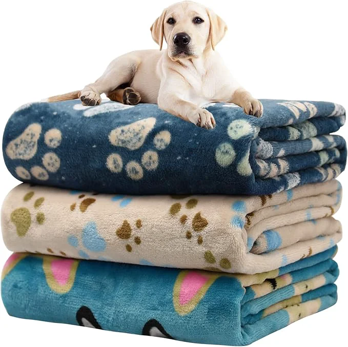 Verified Rezutan Premium Dog Blankets for Large Dogs Cat Flannel Blanket Washable Soft Pet Throw Cover for Kennel Crate Bed Cute Paw Pattern 41×31 inch Blue Beige Navy BlueAbout ThisOverview Quality