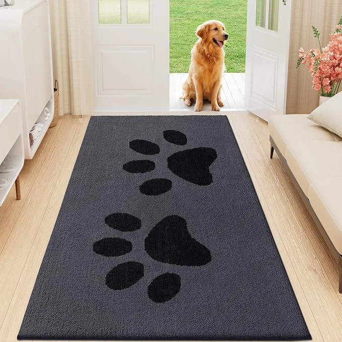 Lightweight Buganda Dog Door Mat for Muddy Paws Absorbent Dirt Trapper Washable Indoor Refined