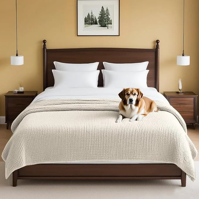 Recyclable H.VERSAILTEX Plush Chenille Couch Cover for Dogs Pets Blanket for Bed Anti-Slip Soft and Durable Furniture Protector for Small Medium Large Cats Washable 52 x 82 Ivory About ThisOverview Breathable