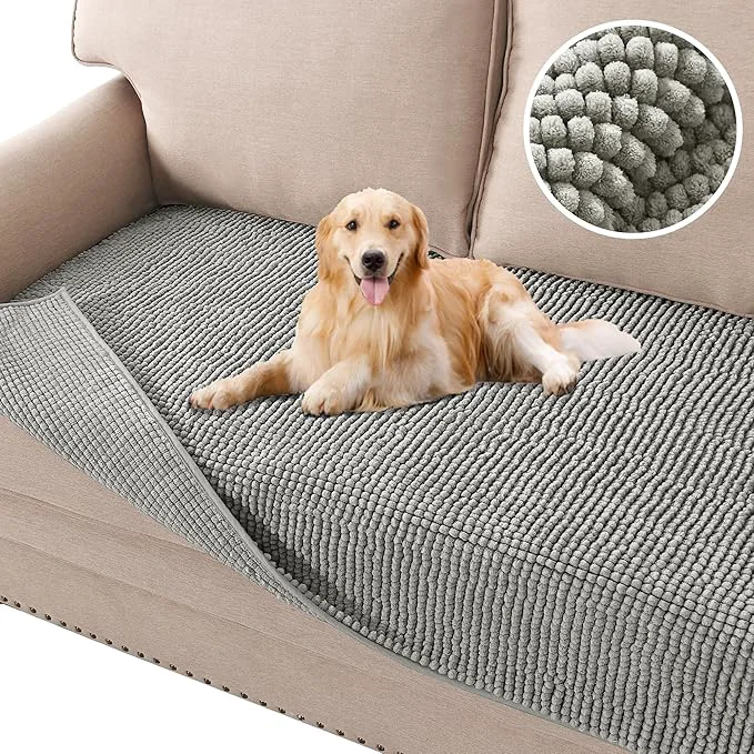 Secure H.VERSAILTEX Plush Chenille Dog Bed Cover Thick Soft Sofa Cover for 3 Cushion Couch Anti Slip Couch Cover Furniture Protector for Dog Pet Cat 35 x 74 Dove About ThisOverview Stylish