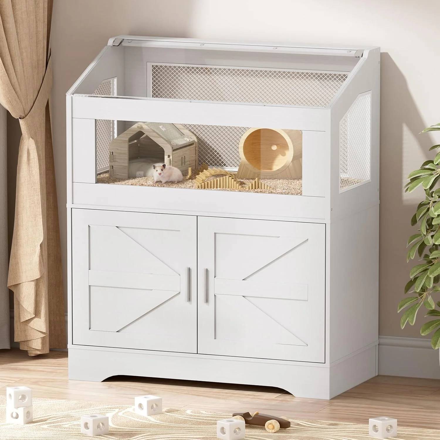 Crafted PAKASEPT Hamster Cage Small Animal Cages with Storage Cabinet Visual and Ventilated Large Habitats Hamster House for Rat Guinea Pig Hedgehog Gerbil White Classic