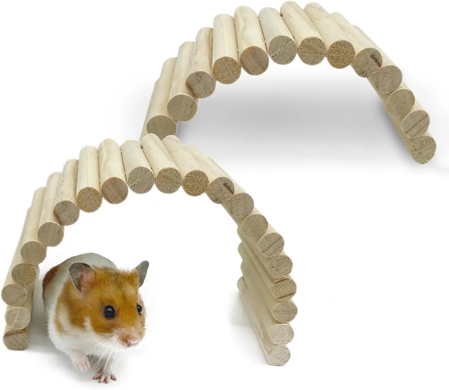 Fine PIVBY 2PCS Wooden Hamster Ladder Bridge Flexible Wood Tunnel Hide Hamster Chew Toys for Small Animals Guinea Pig Rat Chinchilla Gerbil Mice Mouse Natural Solid