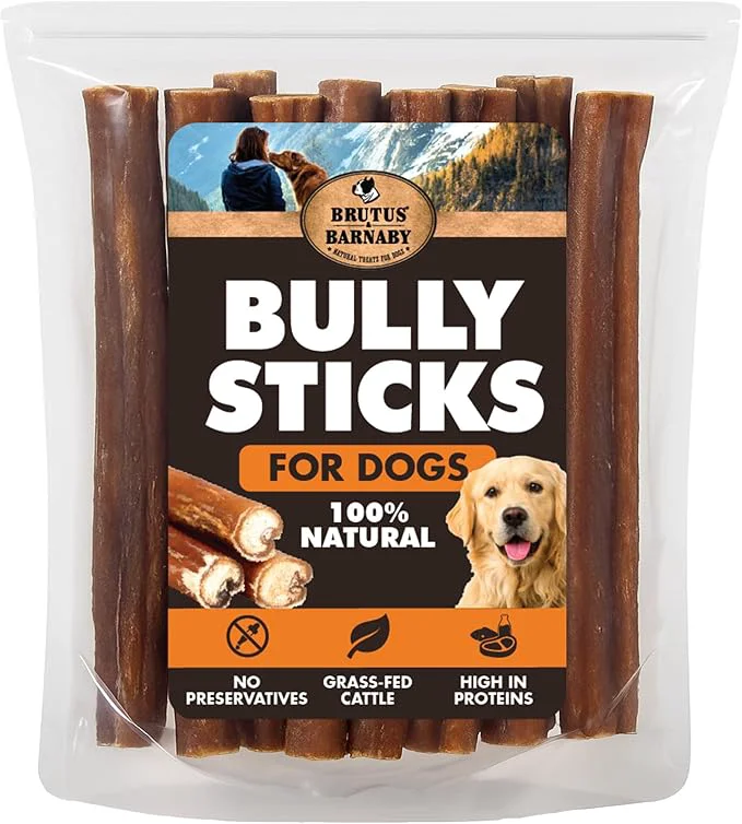 Smart BRUTUS BARNABY Bully Sticks for Dogs Jumbo – Low-to-No Odor Grass-Fed Rawhide- Chews for Aggressive Power ChewersAbout ThisOverview Innovative