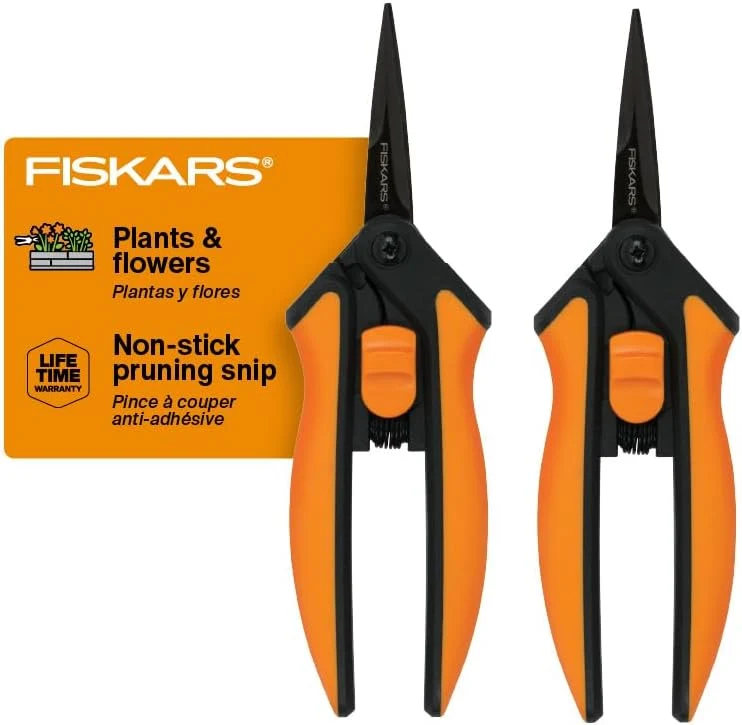 Practical Fiskars 6 Pruning Scissors 2-Pack for Flowers Buds Weeds and Small Plants Garden Snips with Resin Resistant Nonstick Stainless Steel Blades Gardening Trimmers with Comfortable Handle Fashionable