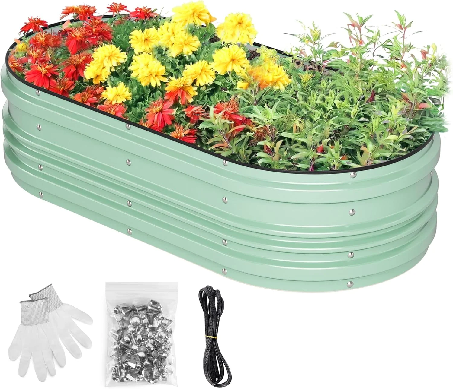 Premium Material WORKPRO 4x2x1ft Galvanized Raised Garden Bed Set Rust Corrosion Protection Easy Assembly Safe Edge I for Vegetables Flowers Green Fashionable
