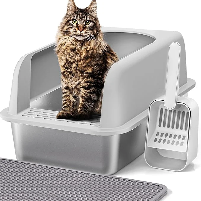 Authentic Henkelion Stainless Steel Cat Litter Box Carefully Designed