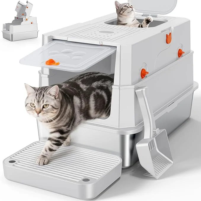 Casual FURTIME Stainless Steel Litter Box Elegant