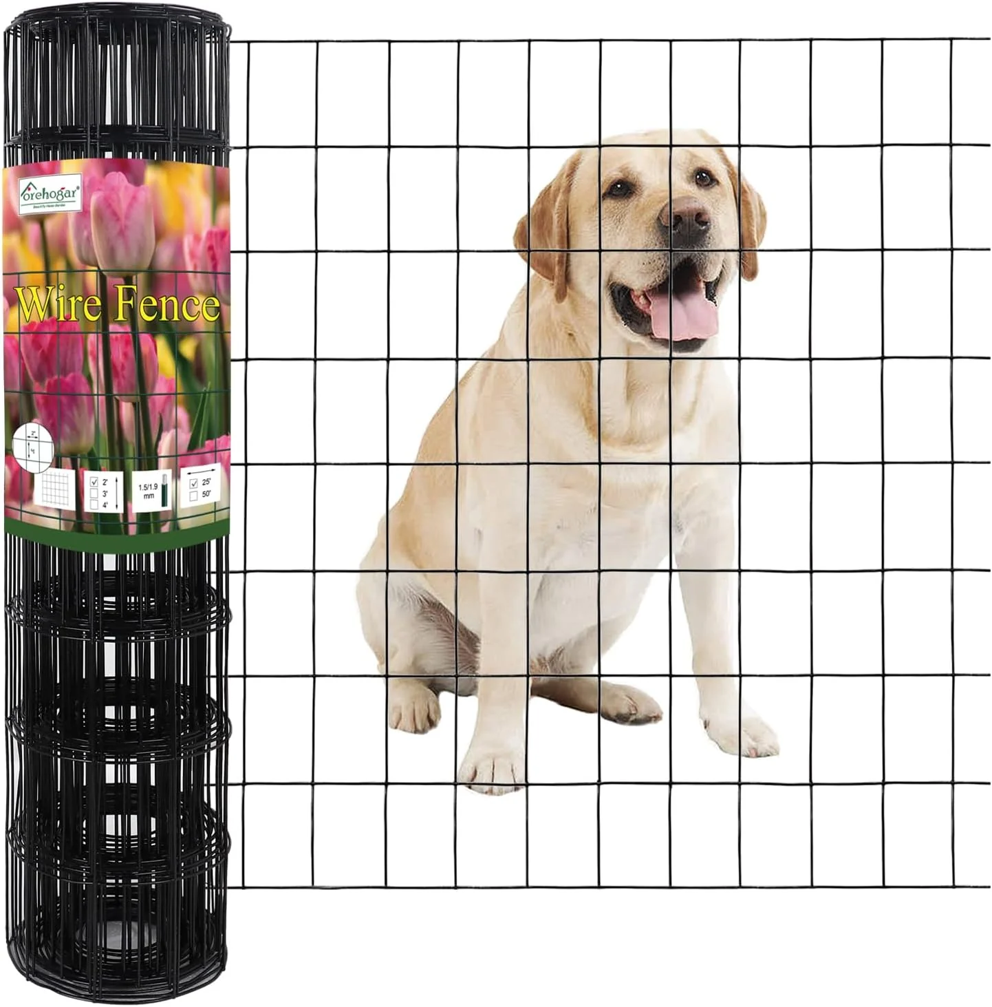 Smart Black PVC Coated Welded Wire Fence 24 Inch x 25 Foot 2 Inch x 3 Inch 16GA Garden Border Fencing Roll Vinyl Coating Metal Wire Mesh for Yard Vegetable Plant Protection Poultry Netting Optimized