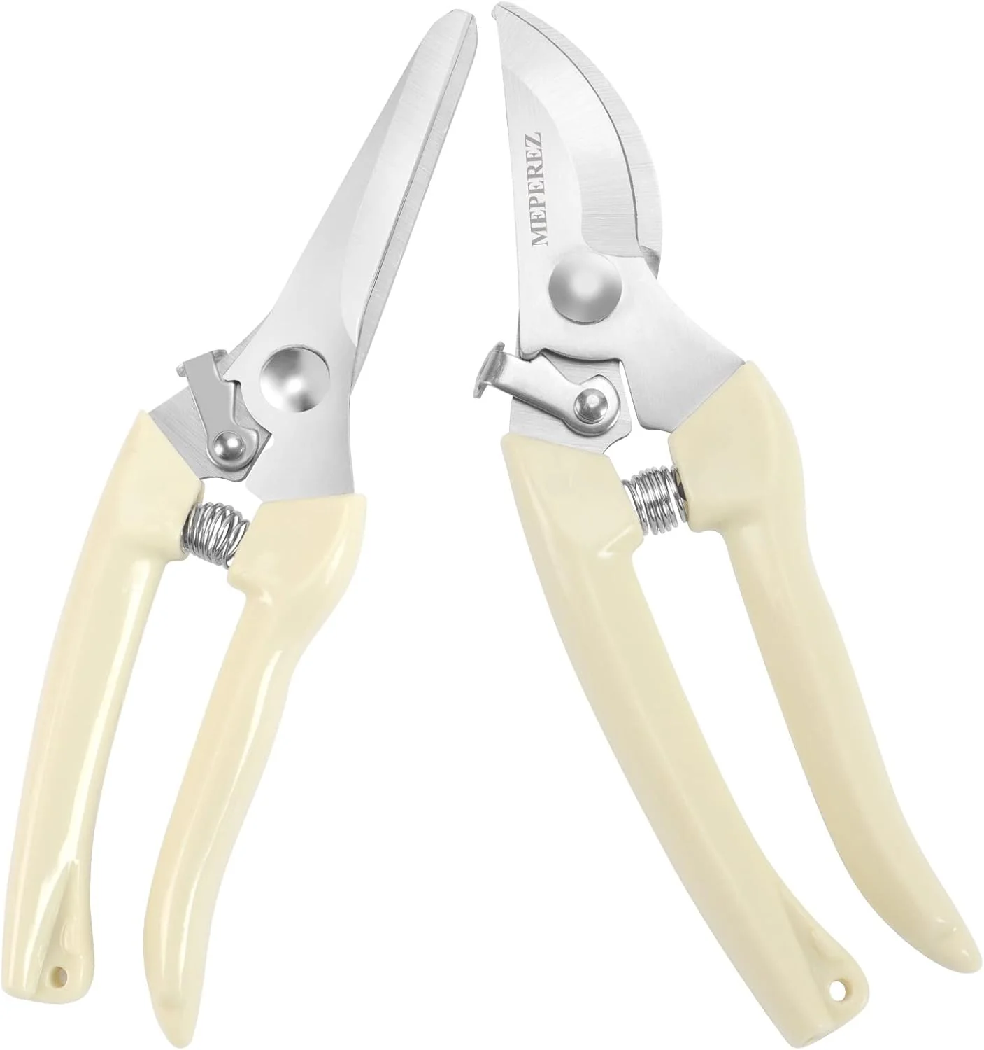 High-Grade Premium garden shears meperez pruning scissors gardening tools pruners for flower bushes rose and fruit tree use for florist yard and orchard the plant clippers sharp white steel anvil snips 2 Convenient