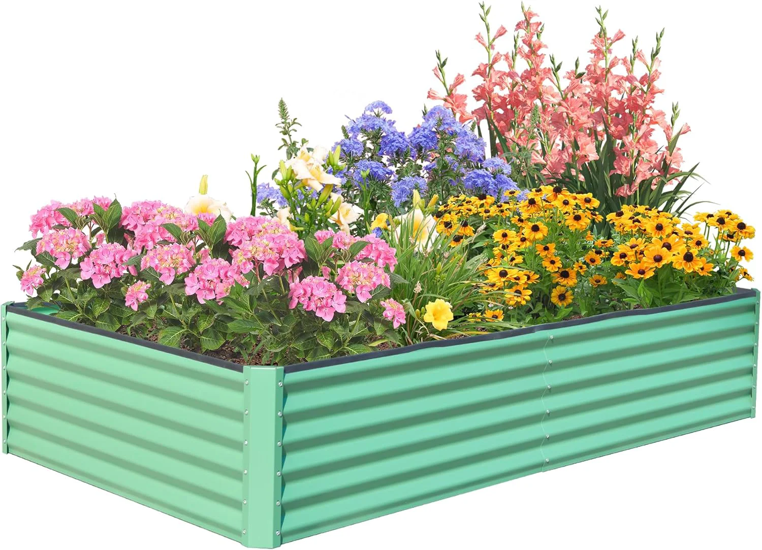 Enhanced Domi Raised Garden Beds Outdoor 6x3x1.5Ft Thickening Tall Metal Rectangular Deep Root Box Planter for Vegetables Flowers Herbs and Succulents 1.5 Deep w 192 Gallon Capacity – Green Reliable