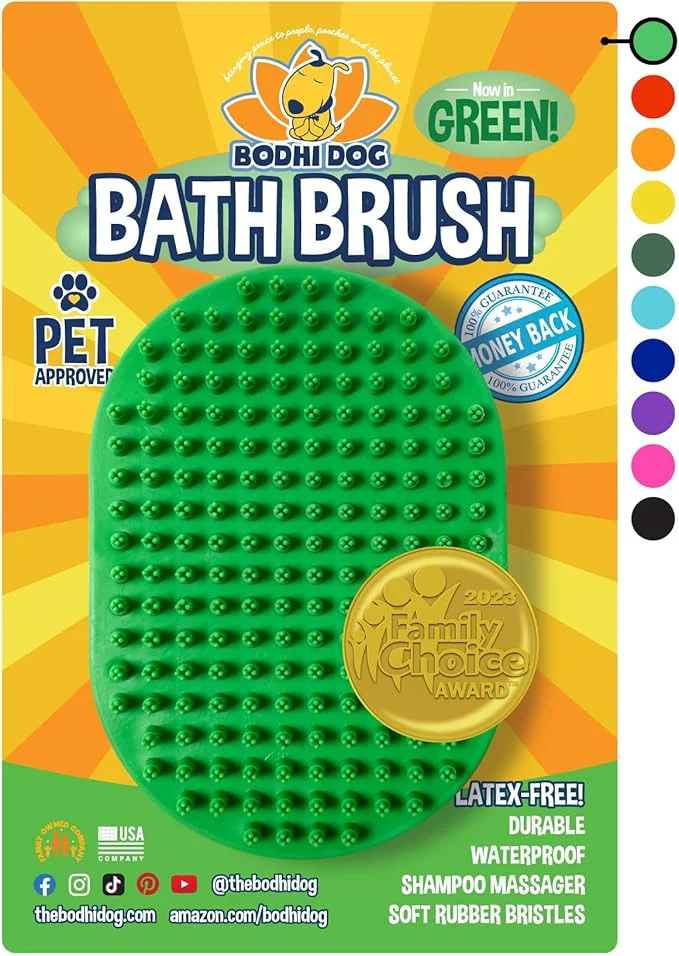 Original Bodhi Dog Shampoo Brush – Pet Grooming Bath Supplies for Dogs and Cats – Bath Brush for Long Short Hair – Premium Scrubber for Shower Bathing Massage One Pack Green About ThisOverview Selected