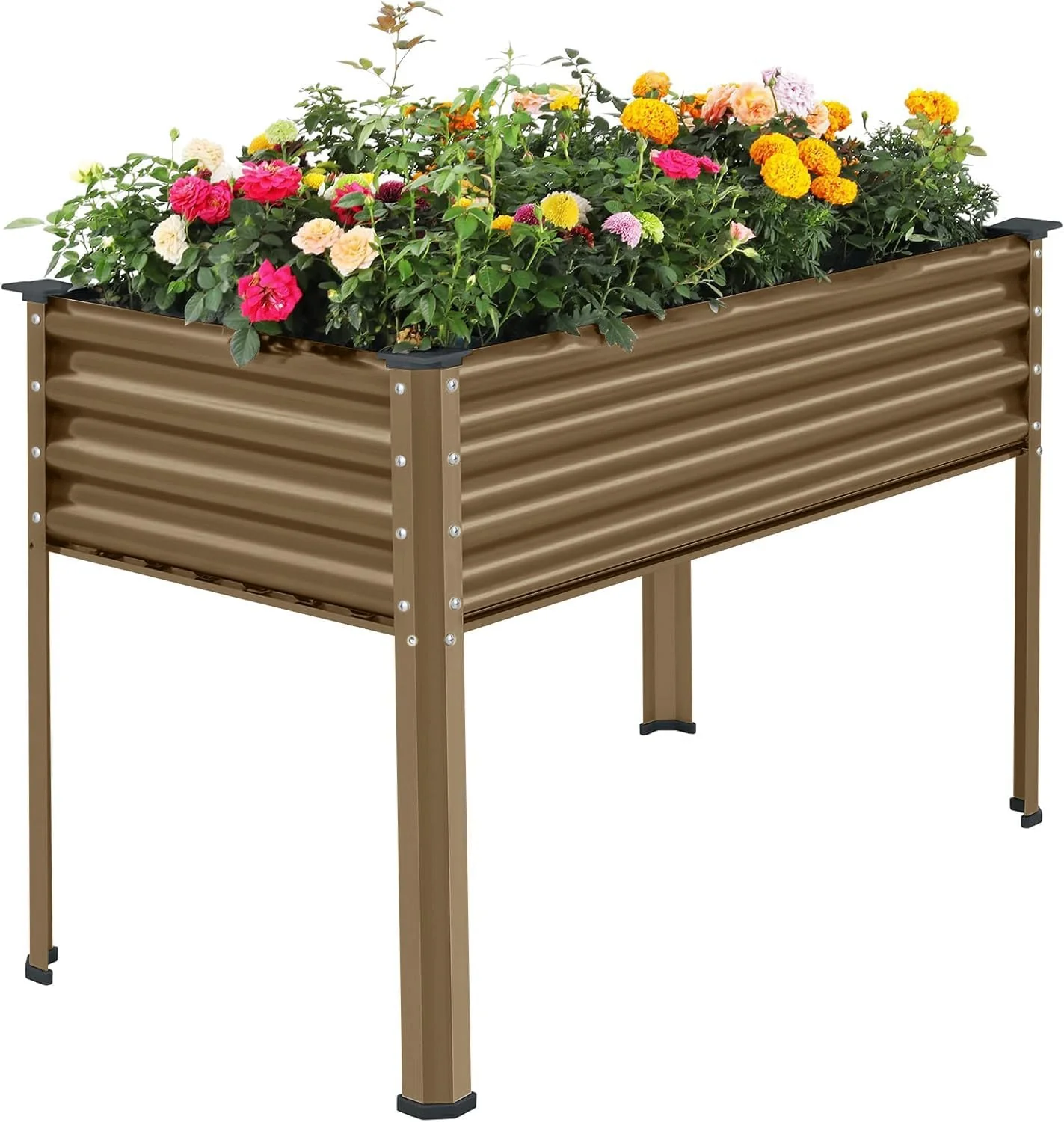 Original Land Guard Galvanized Oval Large Metal Raised Garden Bed with Legs for Vegetables Beige Optimized
