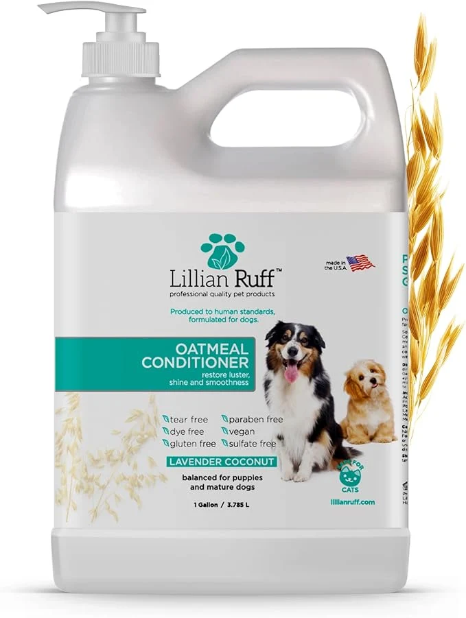 High-Quality Lillian Ruff PRO Formula Oatmeal Dog Conditioner – Nourishing Calming Relief for Allergies Sensitive Skin – Detangles Softens Adds Shine with Oatmeal Coconut Oil Lavender – USA Gallon Pump About ThisOverview Sustainable