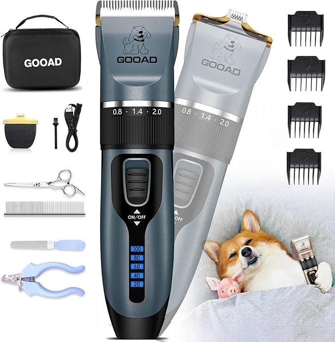 Classic Dog Clippers Grooming Kit and Paw Trimmer Cordless Low Noise Electric Quiet Rechargeable Dog Trimmer Grooming Pet Hair Clippers for Thick Coats Shaver for Small and Large Dogs Cats Blue About ThisOverview Responsible