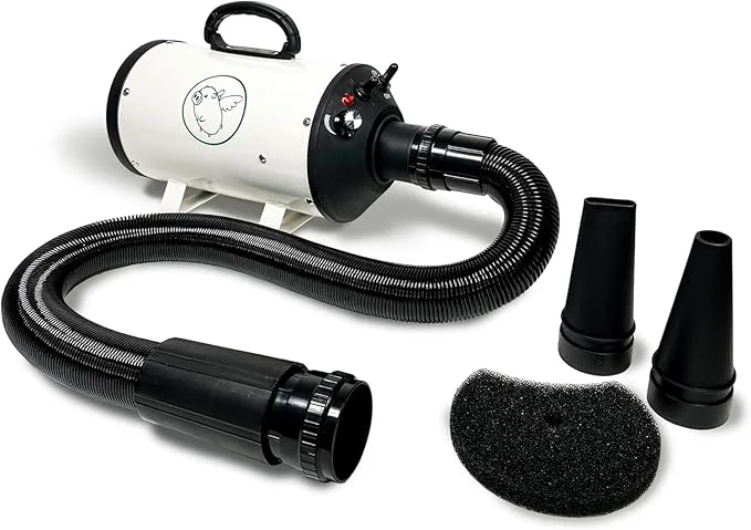 Innovative Flying Pig High Velocity Dog Pet Grooming Dryer w Heater Flying One White w Teal Logo Superior