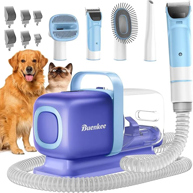 Eco-Friendly Dog Grooming Kit with Vacuum 15000Pa Pet Hair Clipper and Shedding Brush 50dB Low Noise 2L Capacity WhiteAbout ThisOverview Flexible