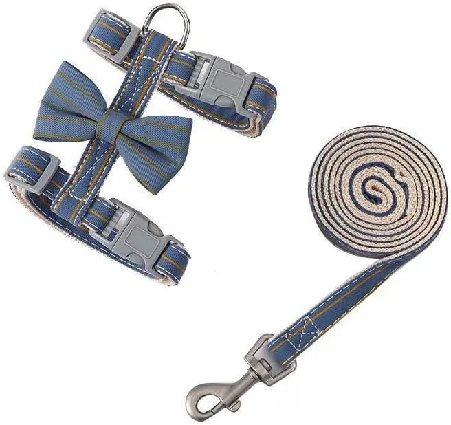 Exceptional Butterfly Bow Tie Cat Harness and Leash Set – Adjustable Escape-Proof Breathable Kitten Vest with Cute Design for Small Cats Indoor Outdoor Safety Blue S Stylish