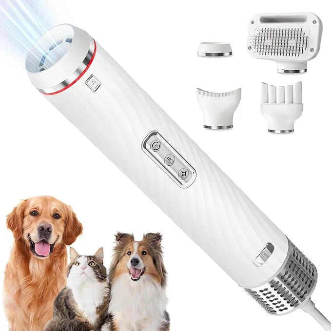 Specialty Discala Dog Dryer Dog Grooming Blow Dryer Kit with Slicker Brush for Pet High Velocity Blow Dryer for Dogs with Adjustable Speed and Temperature for Dog Grooming Supplies and Home Use WhiteAbout ThisOverview Soft