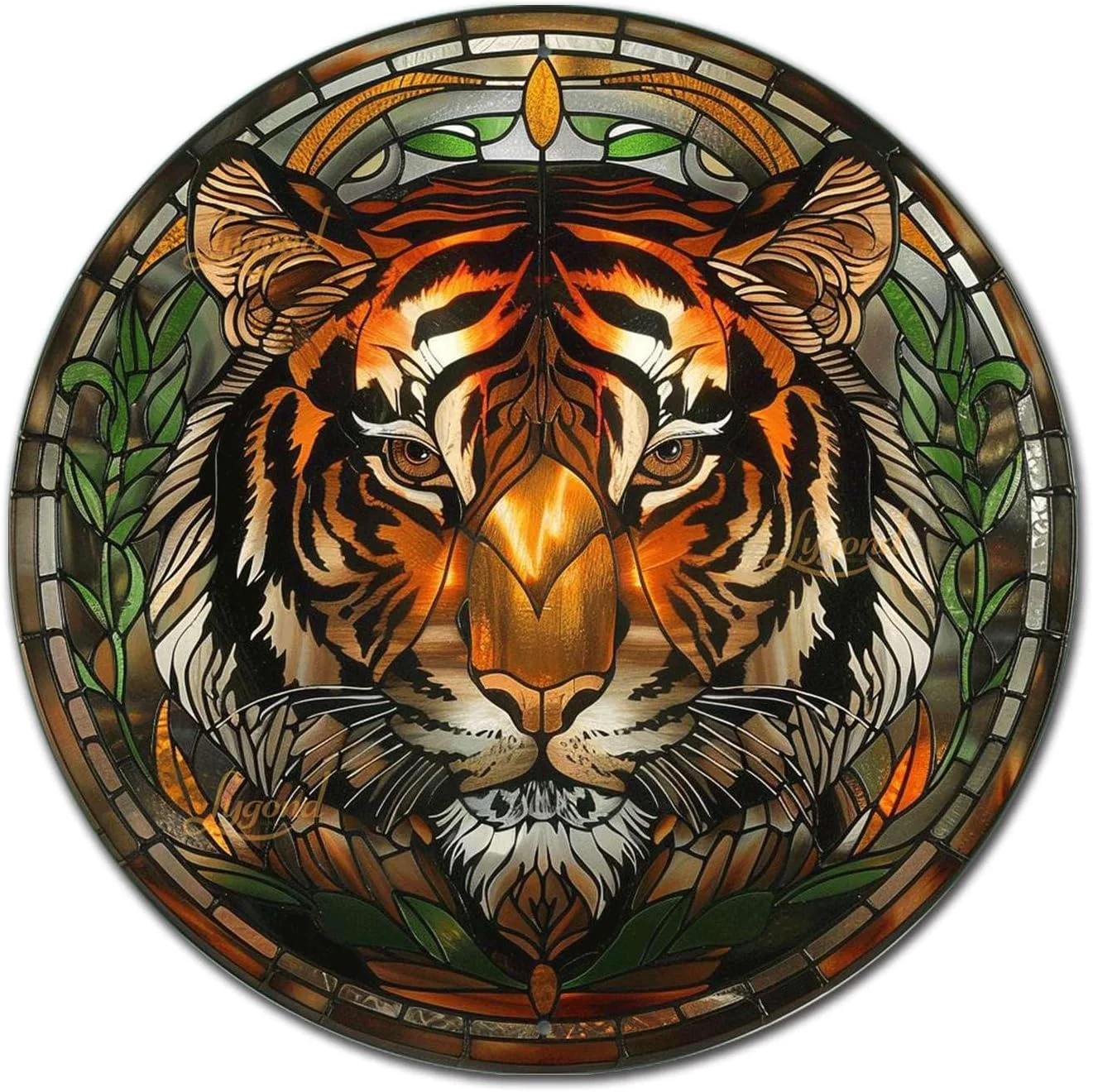 Prestigious Lygond Metal Tin Sign – Circular Stained Glass Toilet Decor – Pub 12×12 Inches Breathable