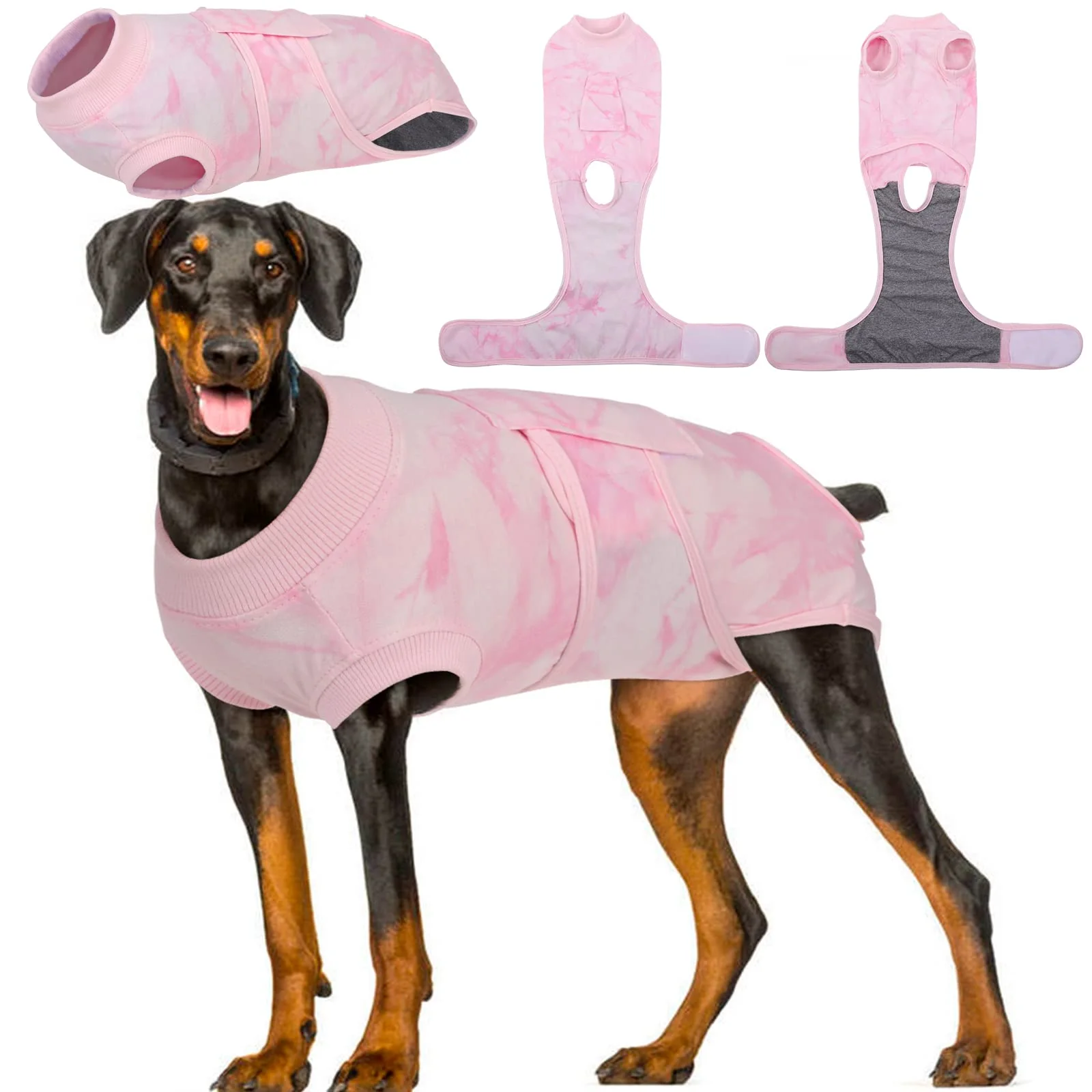 Convenient Kuoser Dog Surgery Recovery Suit – Anti-Licking Post-Op Bodysuit for Dogs Pink Tie Dye L Proven