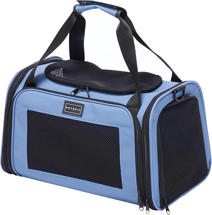 Innovative PETSFIT Pet Carrier Dog Carrier Airline Collapsible Soft Sided TSA Pet Carrier for Small and Medium Cats Puppies Up to 12 Lbs Cat Travel Carrier BlueAbout ThisOverview Practical