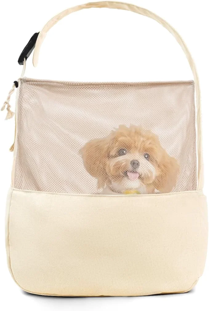 Clean Dog Sling Carrier for Small Dogs and Cats Lightweight Collapsible Pet Travel Bag with Adjustable Strap Side Pockets Breathable Mesh Beige 15.7 L x 5.9 W x 8.6 H About ThisOverview Outstanding