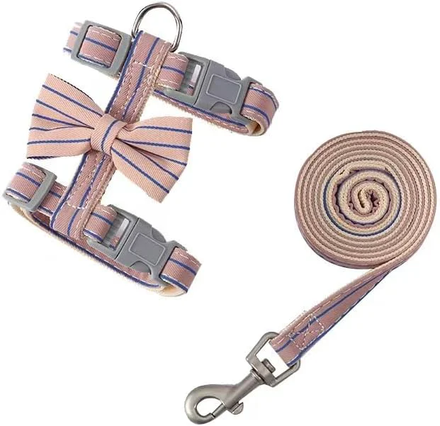 Authentic Butterfly Bow Tie Cat Harness and Leash Set – Adjustable Escape-Proof Breathable Kitten Vest with Cute Design for Small Cats Indoor Outdoor Safety Clean