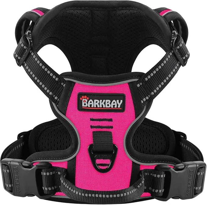 Expertly Made BARKBAY No Pull Pet Harness Dog Harness Adjustable Outdoor Pet Vest 3M Reflective Oxford Material Vest for pink Dogs Easy Control for Small Medium Large Dogs XL About ThisOverview User-Friendly
