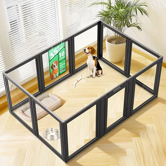 Sustainable FXW AuraSpace Acrylic Indoor Dog Playpen for Medium Dogs 35 Inch 10 Panels BlackAbout ThisOverview Convenient