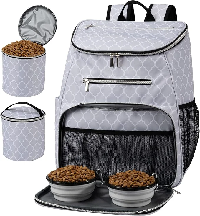 Natural BAGLHER Dog Travel Bag Backpack Airline Pet Supplies Backpack Dog Travel Bag with 2 Silicone Collapsible Bowls and 2 Food Baskets DLWhiteAbout ThisOverview Solid