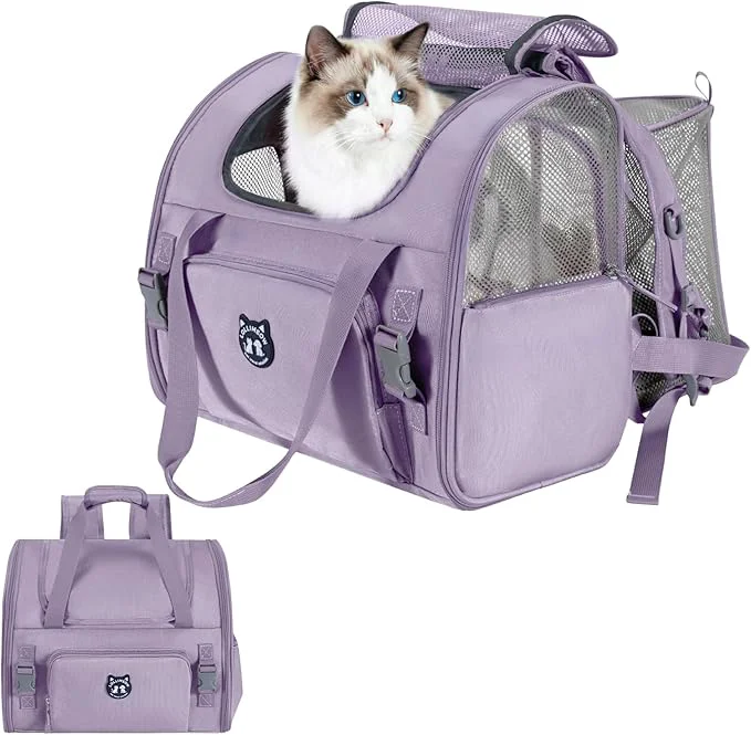 Unique Lollimeow Expandable Cat Carrier Backpack for Large Cats – Airline Pet Carrier Backpack for Small Dogs Hiking Travel Waterproof with Breathable Mesh 14lbs Capacity Lavender Standard About ThisOverview Authentic