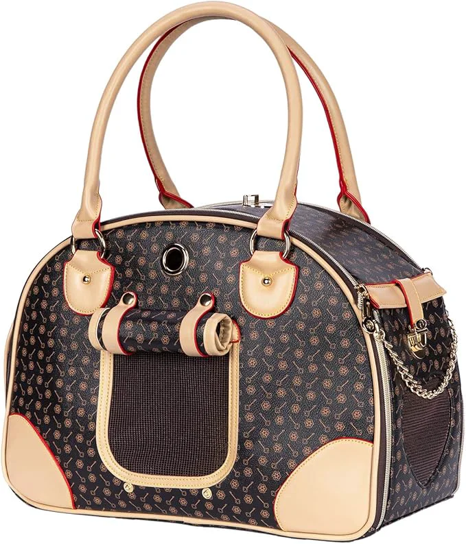 Exclusive Adriene’s Choice Luxury Pet Carrier Puppy Small Dog Carrier Cat Carrier Bag Waterproof Premium PU Leather Carrying Handbag for Outdoor Travel Walking Hiking ShoppingAbout ThisOverview Practical